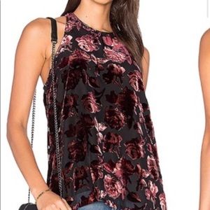 Black and maroon velvet and sheer razorback tank